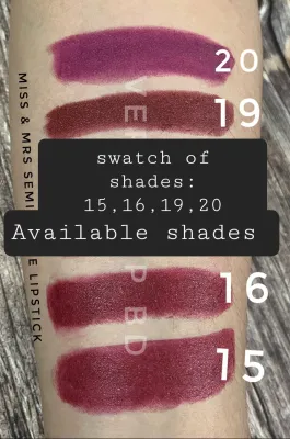 Miss & Mrs Long Lasting Semi Matte Lipstick- SHADE-19